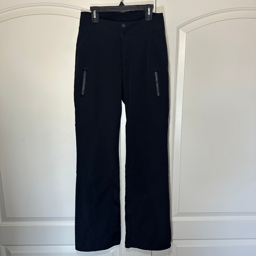 Athleta Boudler Ski Pants Women 0 Black Fleece Lined Softshell Winter Snow Ice - Picture 2 of 6